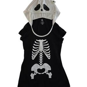 Made Right Skeleton Halloween Hooded T-Shirt Youth Size L